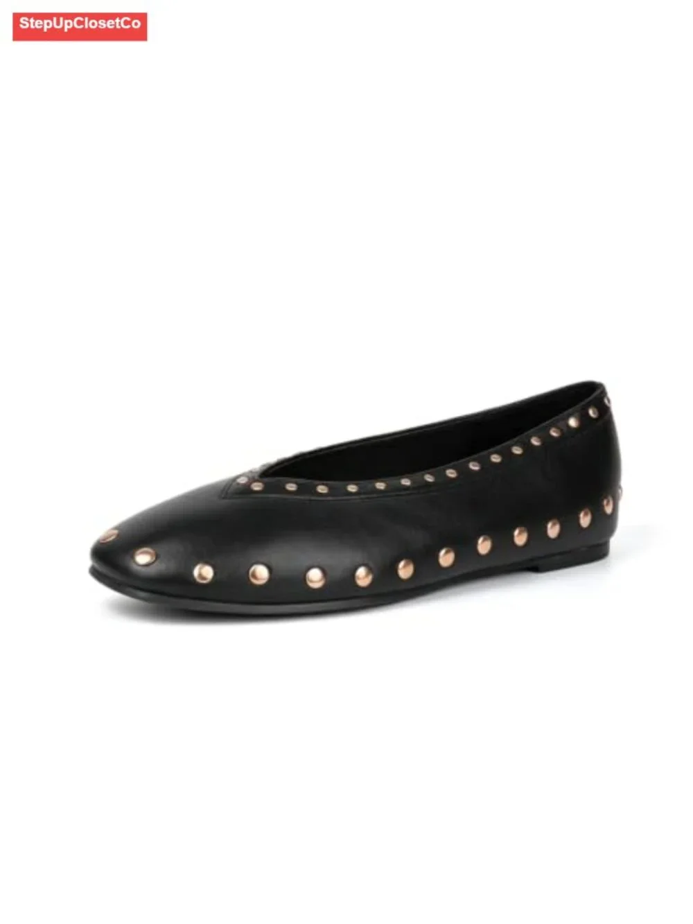 Women's Studded Ballet Flats Slip On Square Toe Comfort Ballerina Shoes